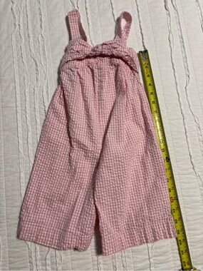 Girls Pink Gingham Jumpsuit